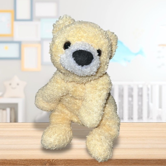 Very Rare Yellow Terry Cloth Stuffed Plush Bear Brown Hard...